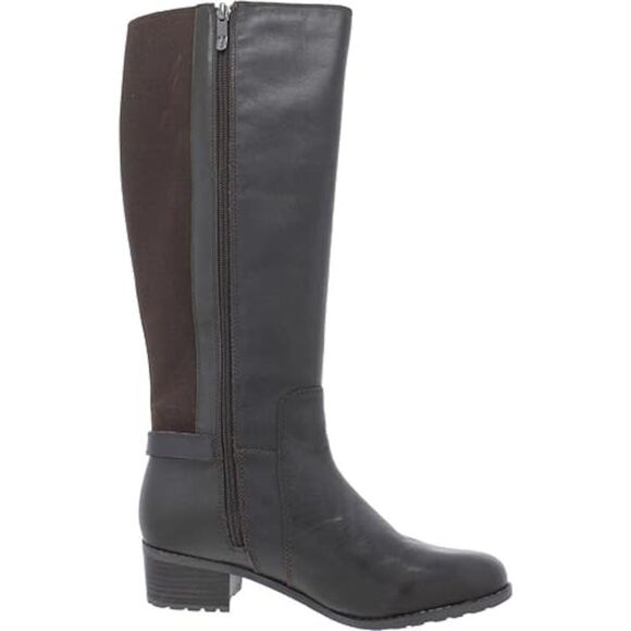 EASY SPIRIT Womens Brown Chaza Round Toe Block Heel Leather Boots Shoes 5 M